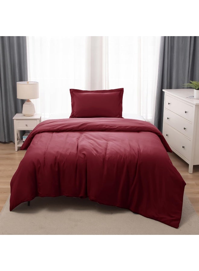 PanaX Bedding Duvet Cover Single Size Set- 1Pieces Duvet Cover 140X200Cm / 1Pieces-Pillow Sham 50X75Cm (Burgandy, Single) - Image 1