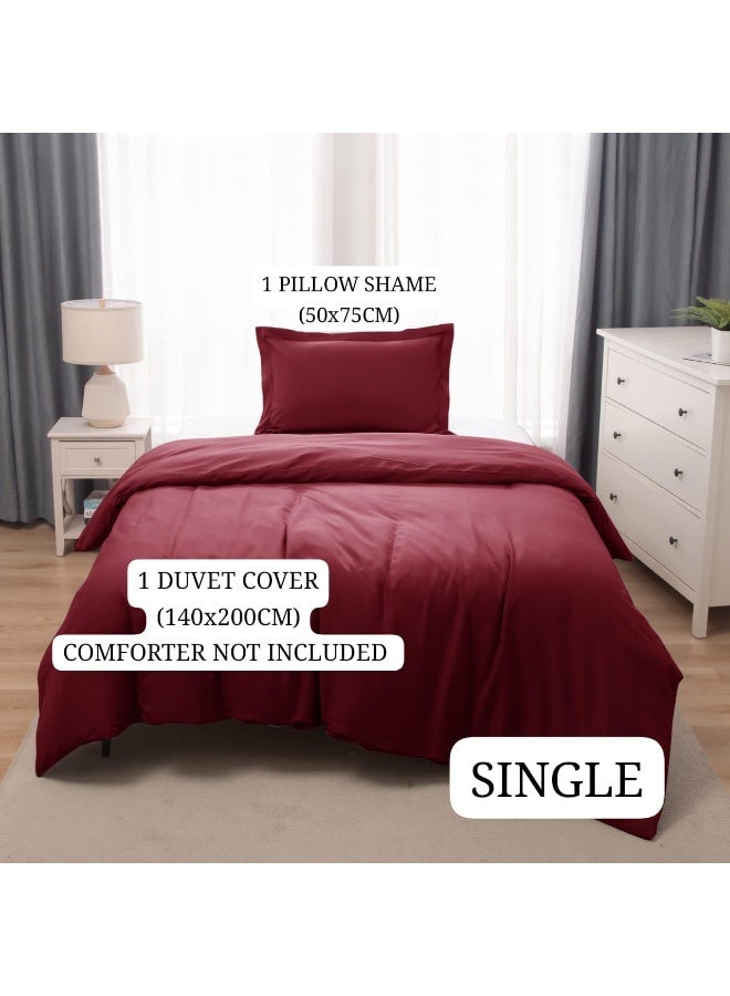 PanaX Bedding Duvet Cover Single Size Set- 1Pieces Duvet Cover 140X200Cm / 1Pieces-Pillow Sham 50X75Cm (Burgandy, Single) - Image 3