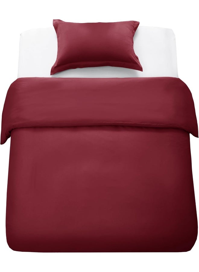 PanaX Bedding Duvet Cover Single Size Set- 1Pieces Duvet Cover 140X200Cm / 1Pieces-Pillow Sham 50X75Cm (Burgandy, Single) - Image 2