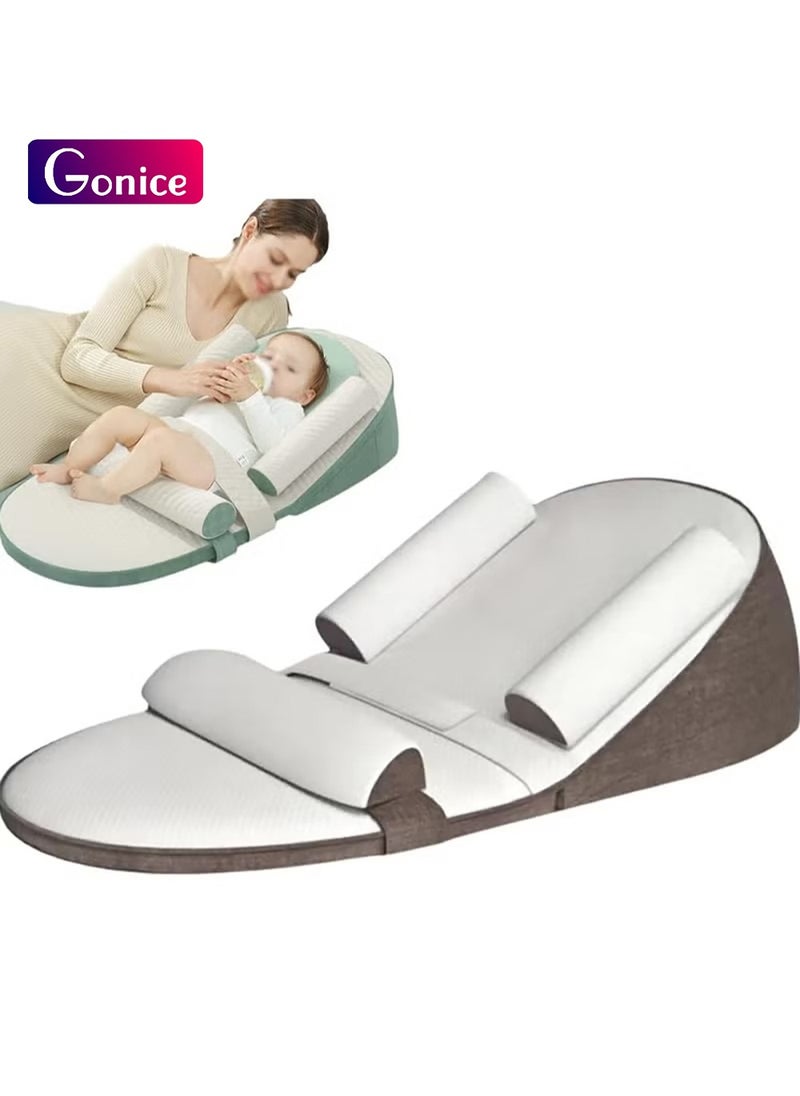 Gonice - Baby Wedge Pillow Baby Crib Nursery Pillows, Ergonomic Anti Vomiting Pillow, Prevent Spitting Flat Head Reflux, Height Adjustable Breastfeeding Pillow, Side Rails to Prevent Infant From Falling（coffee - Image 1