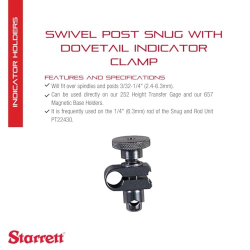 Starrett عمود دوار دقيق من ستاريت مع مشبك دوفيل - متوافق مع مؤشرات الاختبار لقياسات دقيقة في التطبيقات الصناعية - PT22428 - Image 2