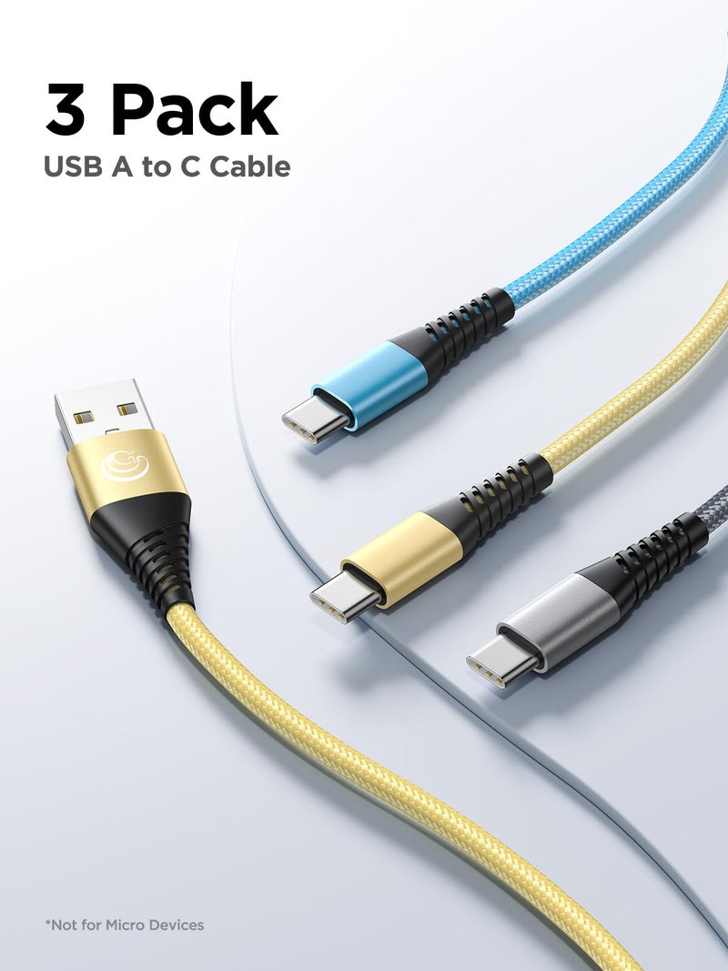 Aioneus USB C Cable 10FT 3Pack Fast Charging Nylon Braided Long Type C Charger Cable for Samsung Galaxy S24 S23 S22 S21 S10 S9 S8 A02s A03s A11 A12 A13 A14 A21 A22 A32 A42 A53, Tablet, LG, Moto, TCL - Image 3