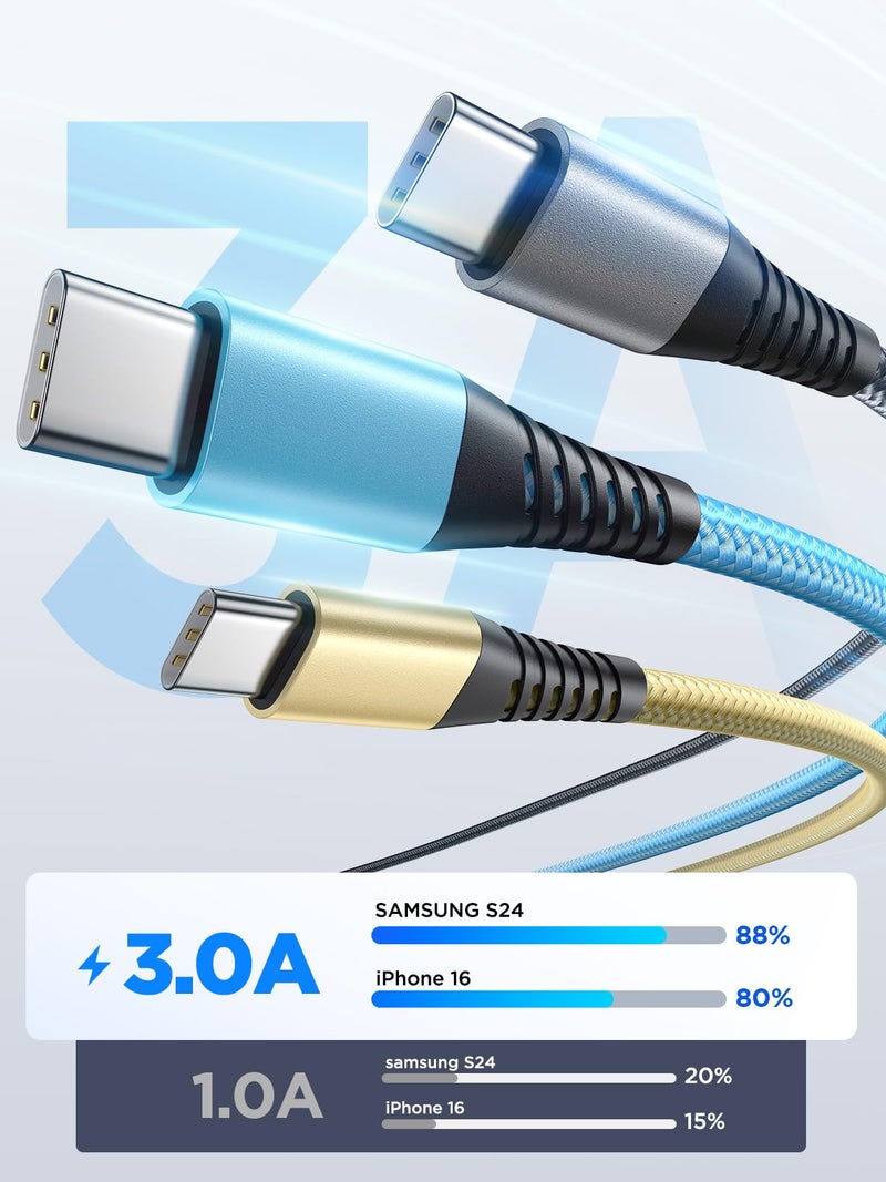 Aioneus USB C Cable 10FT 3Pack Fast Charging Nylon Braided Long Type C Charger Cable for Samsung Galaxy S24 S23 S22 S21 S10 S9 S8 A02s A03s A11 A12 A13 A14 A21 A22 A32 A42 A53, Tablet, LG, Moto, TCL - Image 2