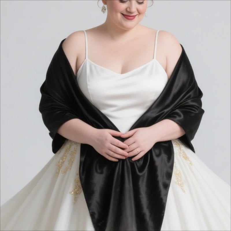 MLMW Shawls and Wraps for Evening Dresses Satin Shawl Wraps for Women Extra Long Wedding Shawls for Bridal Party - Image 3
