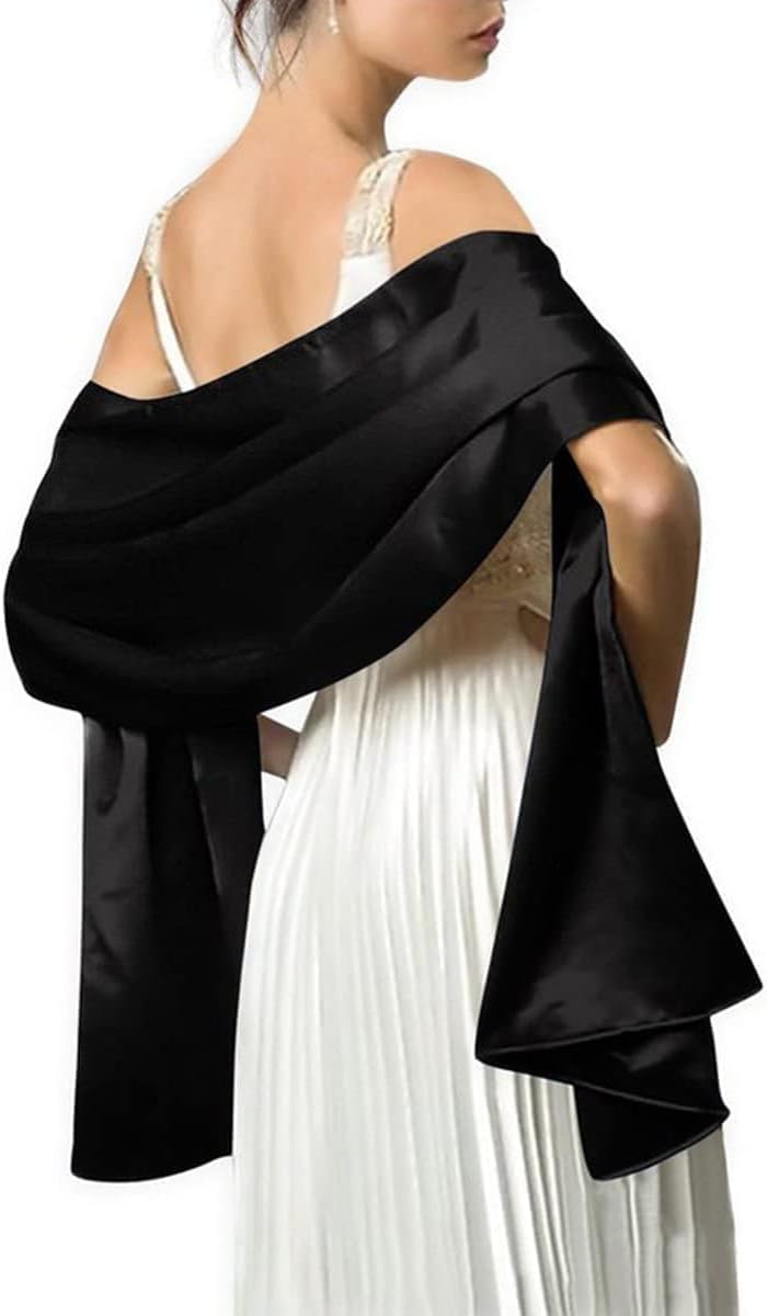 MLMW Shawls and Wraps for Evening Dresses Satin Shawl Wraps for Women Extra Long Wedding Shawls for Bridal Party - Image 1