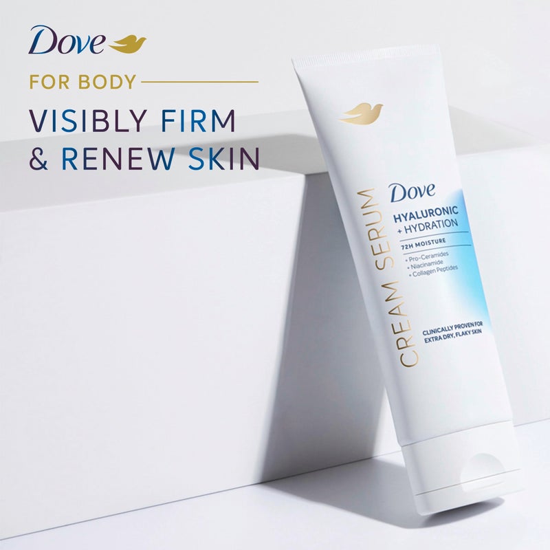 Dove Cream Serum Hyaluronic + Hydration for Extra Dry, Flaky Skin, with Pro-Ceramides, Niacinamide and Collagen Peptides Lotion, 8 oz - Image 5