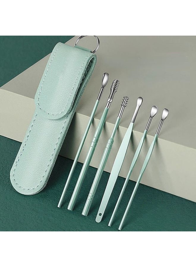 6Pcs Stainless Steel Ear Wax Cleaner Set Yellow Effectively Remove Ear Wax Comfortable Ear Picks - Image 2