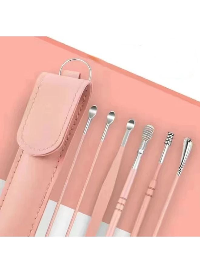 6Pcs Stainless Steel Ear Wax Cleaner Set Yellow Effectively Remove Ear Wax Comfortable Ear Picks - Image 4