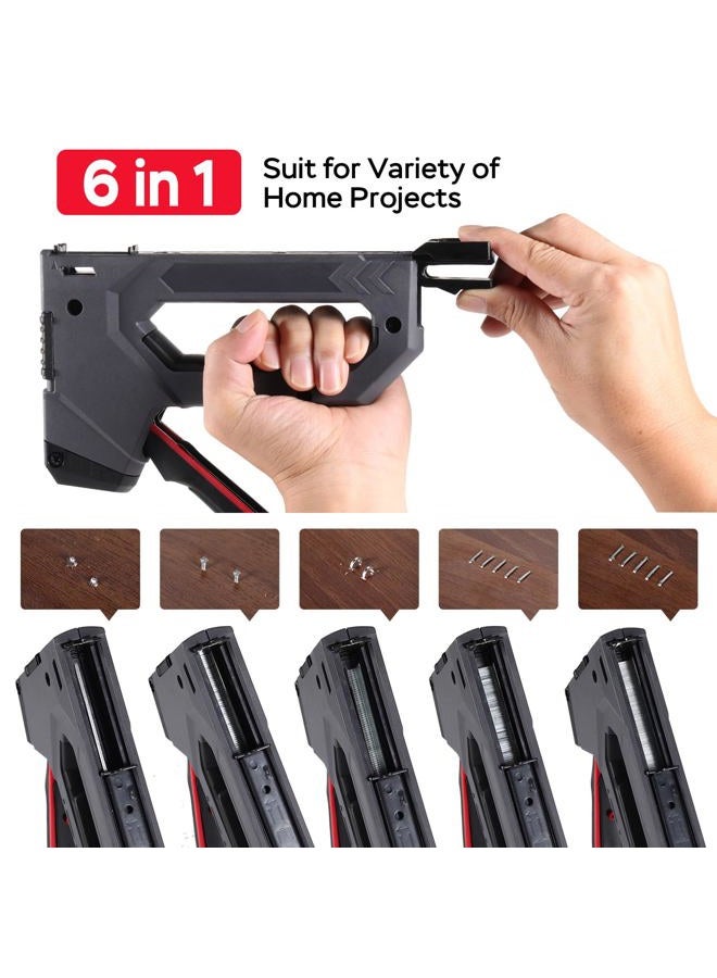 YEAHOME 6-in-1 Staple Gun Heavy Duty, Upholstery Manual Brad Nailer Power Adjustment Stapler Gun with 5000 Staples for Fixing Material, Wood, Crafts, Carpentry, Decoration DIY - Image 4
