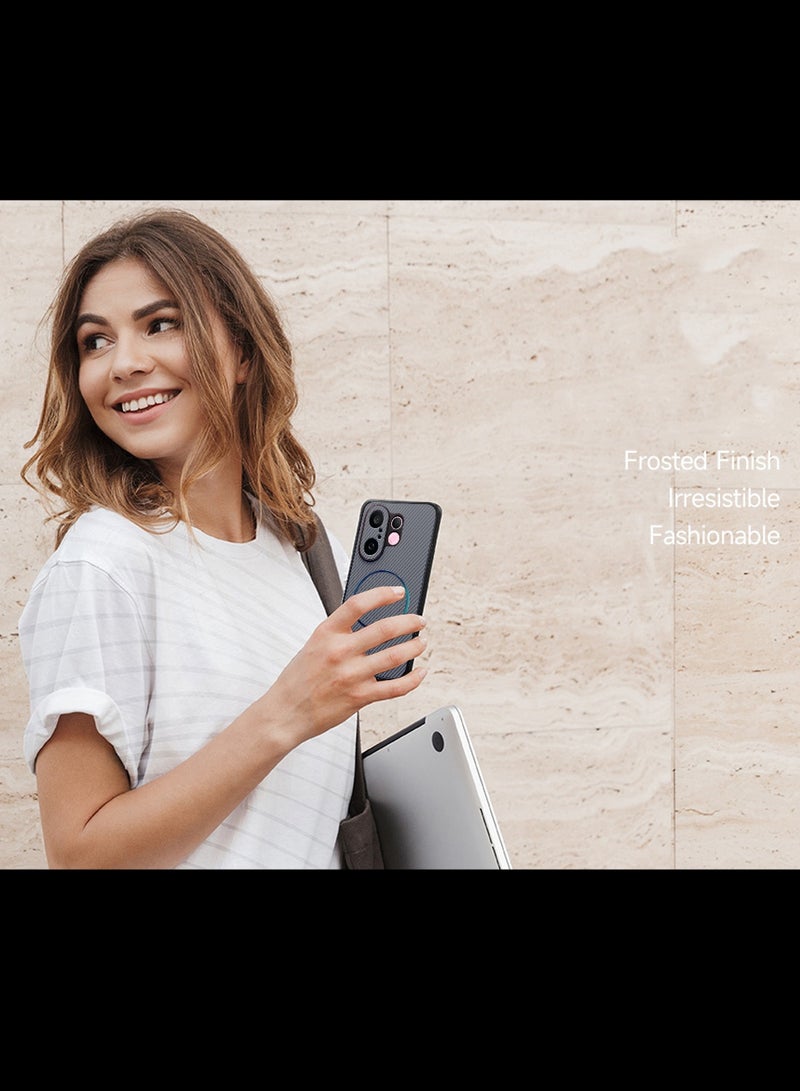 دبليو تيك غطاء خلفي واقٍ من السيليكون الناعم وألياف الكربون مع دعم Magsafe لهاتف vivo X200 FE 5G 2025 - رمادي (MCFPSN) - Image 3