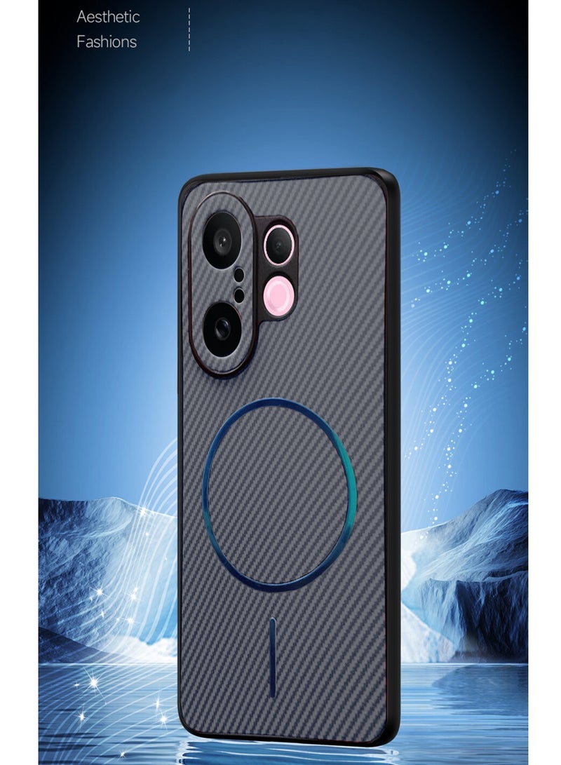 دبليو تيك غطاء خلفي واقٍ من السيليكون الناعم وألياف الكربون مع دعم Magsafe لهاتف vivo X200 FE 5G 2025 - رمادي (MCFPSN) - Image 4
