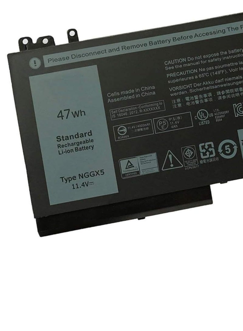 NGGX5 Laptop Battery Compatible for Dell Latitude E5270 E5470 E5570 (P48F001) Precision M3510 Series Notebook JY8D6 954DF 0JY8D6 451-BBUM 451-BBUJ RDRH9 11.4V 47Wh 3-Cell - Image 3