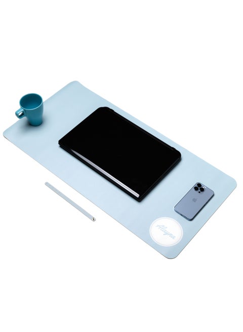 Alayna Non Slip PU Leather Desk Large Desk Pad Computer Desk Mat Laptop Mouse Pad Waterproof Desk Pad Protector Gaming Desk Pad blue