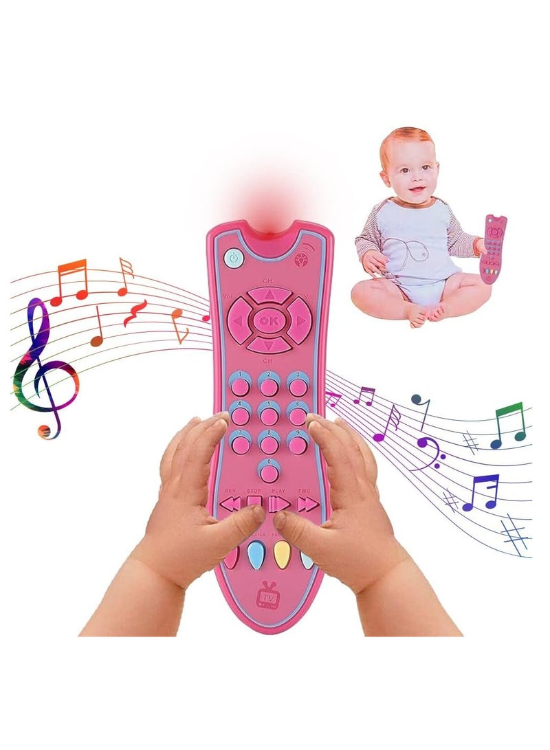 UKR TV Remote Control Singing Toy – Early Educational Musical Toy with Light & Sound for Babies 6 Months+ | Multi-Language Learning Toy for Girls & Boys (Pink) - Image 1