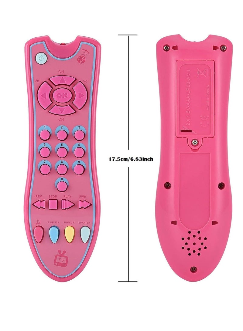 UKR TV Remote Control Singing Toy – Early Educational Musical Toy with Light & Sound for Babies 6 Months+ | Multi-Language Learning Toy for Girls & Boys (Pink) - Image 3
