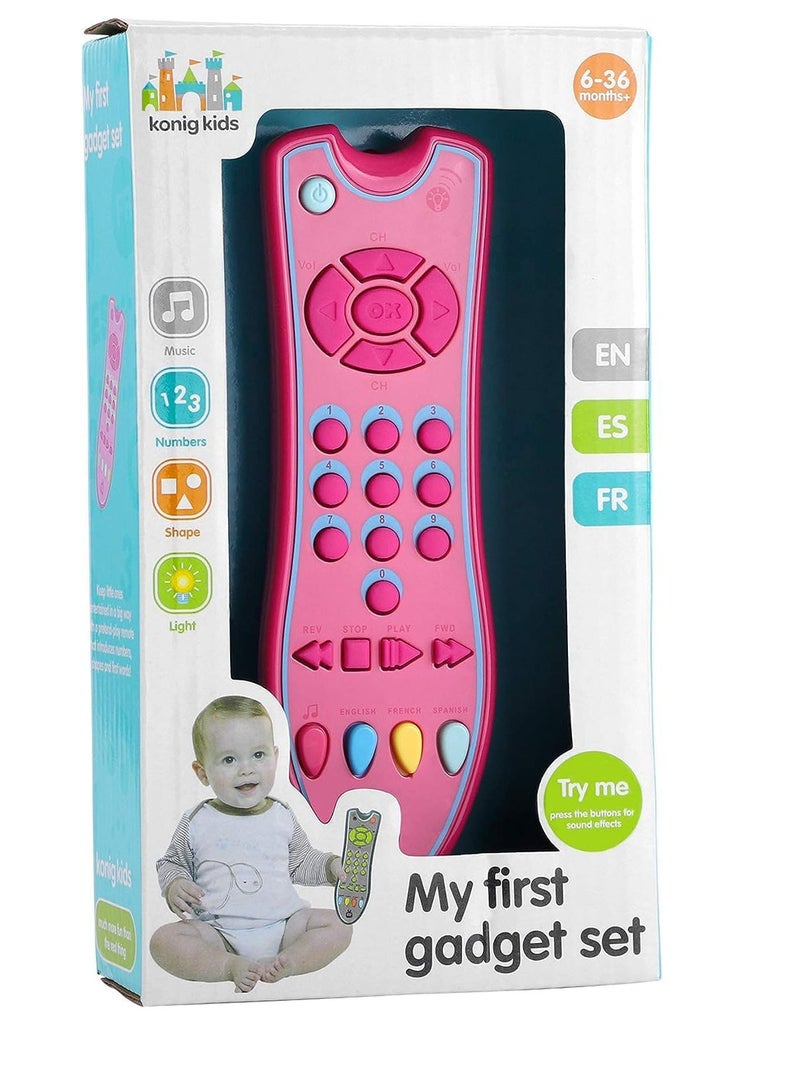 UKR TV Remote Control Singing Toy – Early Educational Musical Toy with Light & Sound for Babies 6 Months+ | Multi-Language Learning Toy for Girls & Boys (Pink) - Image 4