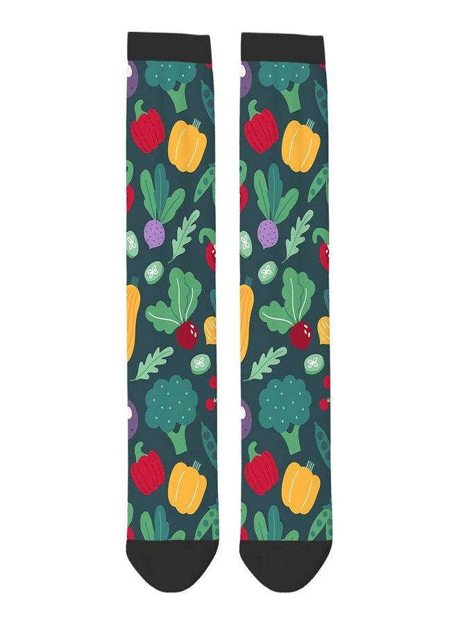 AOYEGO Vegetables Funny Socks Carrot Pepper Beet Squash Cherry Tomato Green Peas Cucumber Slices Novelty Casual Crew Socks Contrast Color Design for Women Men Gift - Image 4