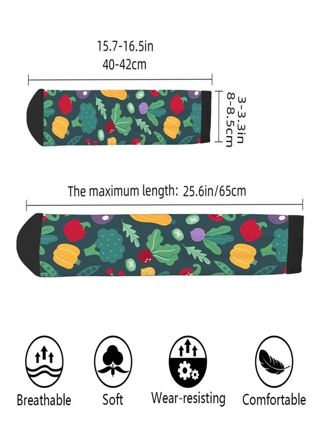 AOYEGO Vegetables Funny Socks Carrot Pepper Beet Squash Cherry Tomato Green Peas Cucumber Slices Novelty Casual Crew Socks Contrast Color Design for Women Men Gift - Image 2