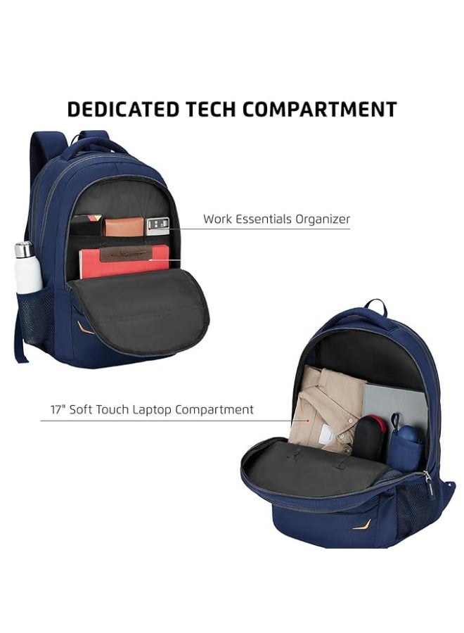 Safari Omega Pro Laptop Backpack With Raincover, 3 Compartments, Bottle Holder, Organizer, Unisex Bag For Boys & Girls, School/College/Office/Travel Bag, Color- Blue, 35L - Image 2