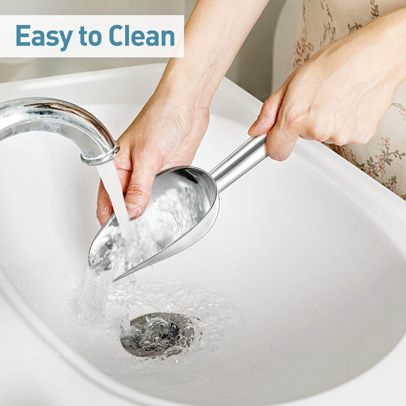 Herogo 3oz Mini ice Scoop Set of 2, Small Stainless Steel Scooper for Candy/Flour/Bean/Pet Food/ Ice Cube, Metal Utility Scoops for Kitchen Bar Party Wedding, Dishwasher Safe & Heavy Duty - Image 5