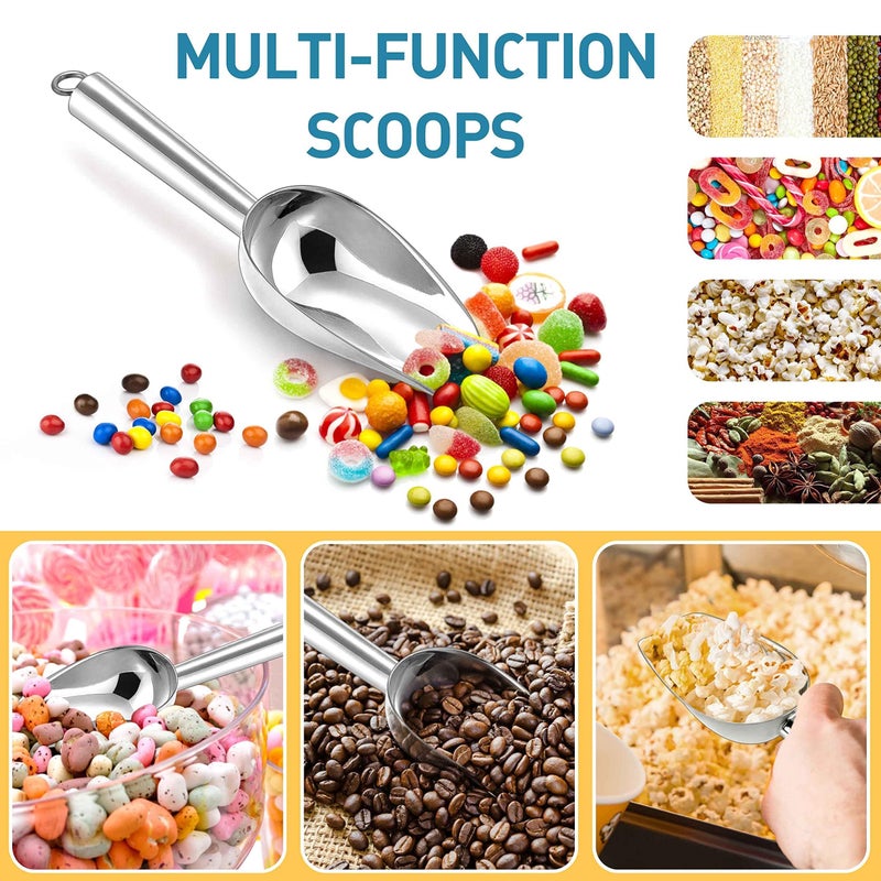 Herogo 3oz Mini ice Scoop Set of 2, Small Stainless Steel Scooper for Candy/Flour/Bean/Pet Food/ Ice Cube, Metal Utility Scoops for Kitchen Bar Party Wedding, Dishwasher Safe & Heavy Duty - Image 4