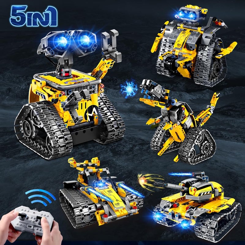 HOGOKIDS Robot Building Toys for Kids - 5 in 1 Remote & APP Controlled Building Set | RC Wall Robot/Engineer Robot/Mech Dinosaur STEM Toys for Boys Girls Age 6 7 8 9 10 11 12+ Year Old (520 Pcs) - Image 2