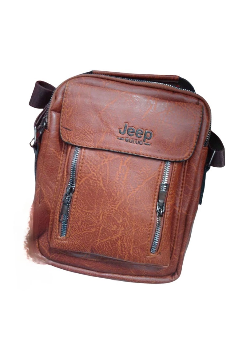 Jeep Buluo Men's Leather Cross Bag - Brown 