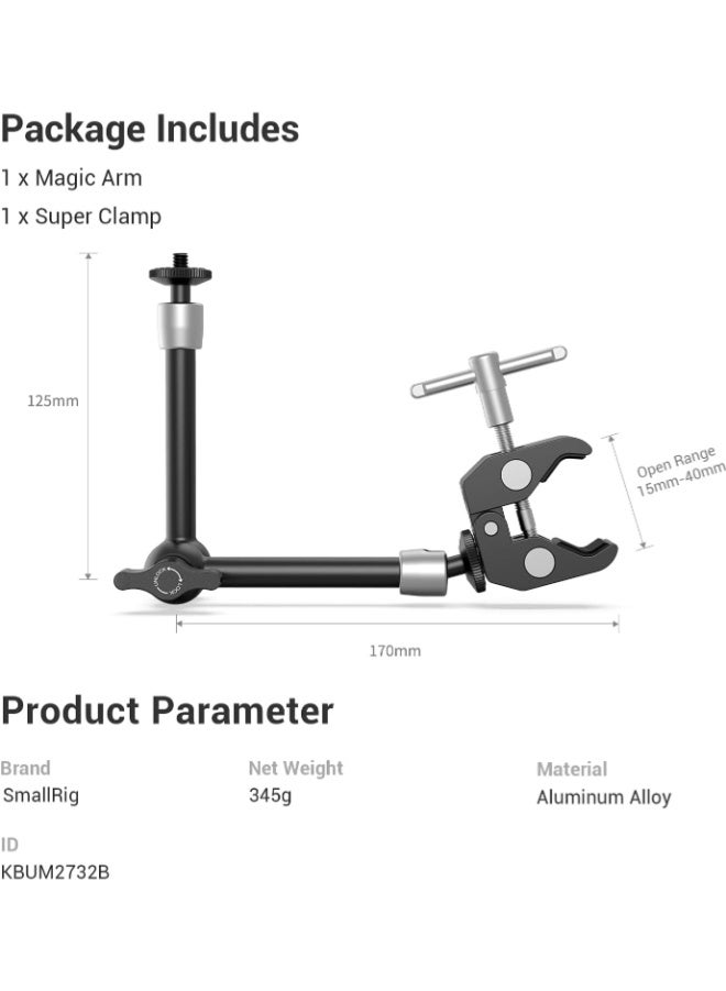 SMALLRIG ذراع سحري صغير مع مشبك سوبر KBUM2732B - Image 3