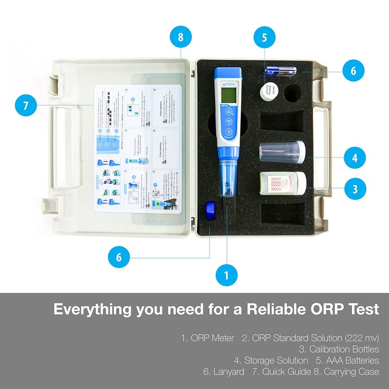 Apera Instruments Premium Line ORP60 Pocket ORP Tester Kit, Replaceable Probe, 1 mV/±0.2% F.S Accuracy, ±1000 mV Range - Image 3