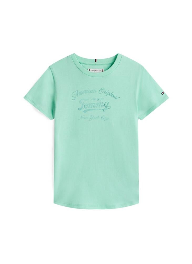 تومي هيلفيغر تيشيرت أطفال برقبة دائرية بطبعة كتابية - Image 4