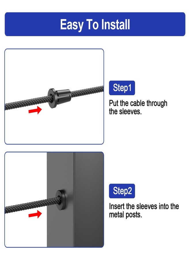 BLIKA Upgraded 20 Pack Stainless Steel Black Protector Sleeves for 1/8" 5/32" or 3/16" Deck Cable Railing, for Metal Posts, T316 Marine Grade, Cable Railing Protector Sleeves, Cable Railing Post Kits - Image 3