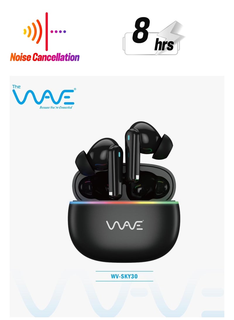 Wave - ENC Wireless Earphones SKY30– 8 Hours Music Time, 8 Hours Talk Time, Noise Reduction Mic - Image 1