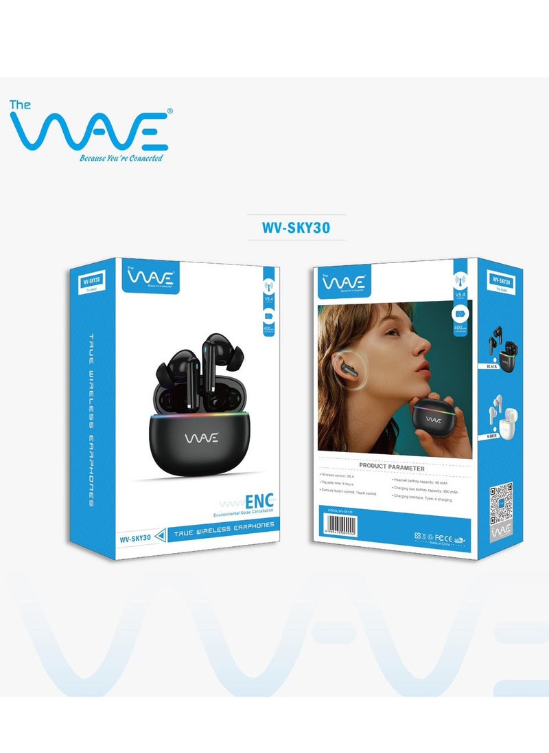 Wave - ENC Wireless Earphones SKY30– 8 Hours Music Time, 8 Hours Talk Time, Noise Reduction Mic - Image 1