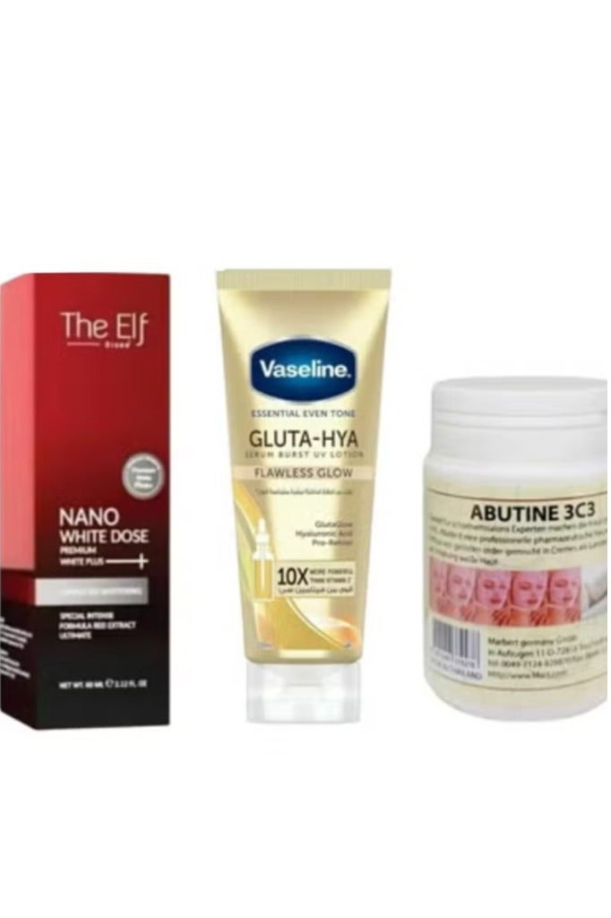 The Elf Nano Whitening and Renewal Abutine 3C3 Cream + Gluta Hyaluronic Acid Serum Burst Lotion 200ml Set