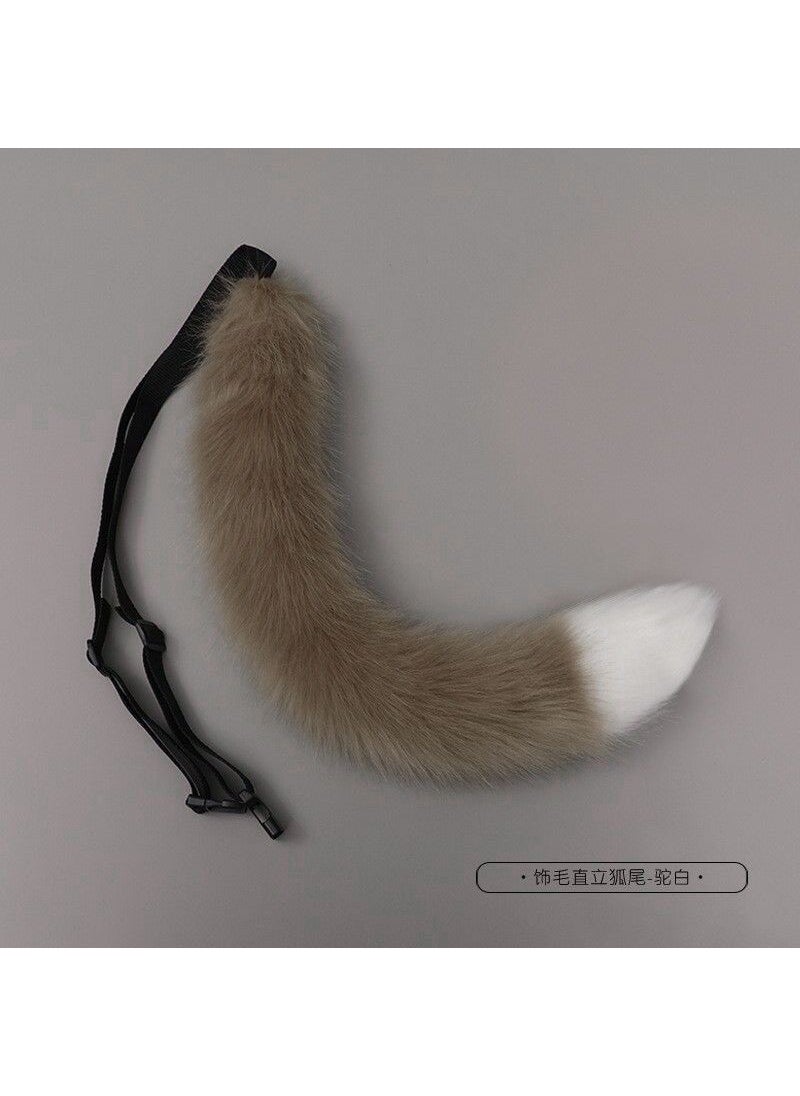 Generic - 2023 Cute Fox Tail Cosplay Cat Accessory Set Brown white tip - Image 1