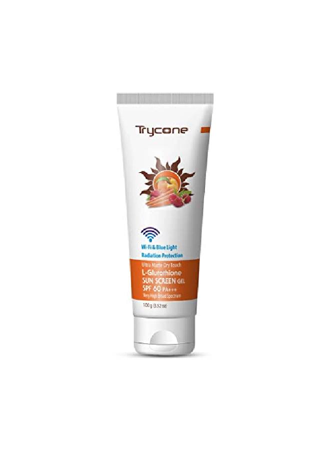 Trycone L Glutathione Sunscreen Gel Ultra Matte Dry Touch SPF 60 PA+++ Enrich with Radicare Gold & l Actives WiFi & Blue Light Radiation Protection 100 Gm - Image 2