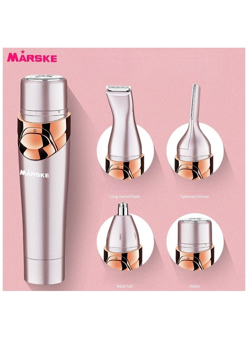 MARSKE جهاز إزالة الشعر المتكامل - جهاز إزالة الشعر بدقة صالون مع مقصات للحواجب والشارب | ذهب وردي - Image 3