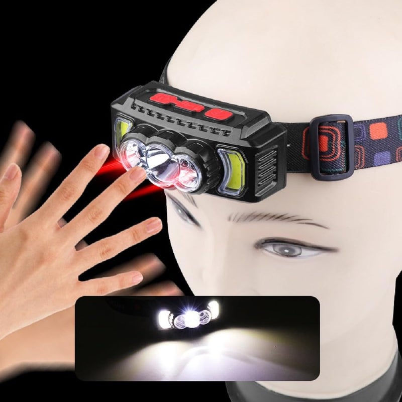 Naivete Multi Light Source USB Headlights red Light Power Display Small headlamp for Camping, patrolling, Searching, Searching, Night Fishing, Night Ridingshing, Night Riding (Headlamp HX-811) - Image 5
