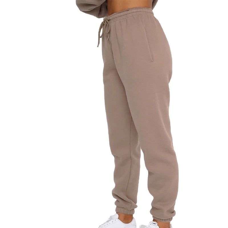 amropi Women's Pullover Tracksuit Fleece Sweatshirt Jogging Pants 2 Pieces Sweatsuits Brown, XXL - Image 5