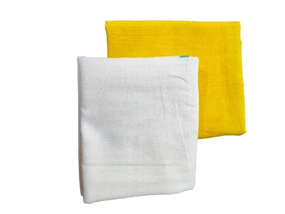 rdassociates rdasssociates ® Cotton Bath Gamcha, Traditional Indian Multipurpose Towel Yellow + White Pack of 2 - Image 4