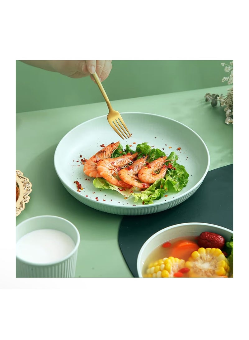 Ayvicco 6 PACK 9 Inch Lightweight Wheat Straw Plates, Unbreakable Deep Dinner Plates Set, Plastic Plates Reusable, Assorted Colors Dinnerware Sets, Microwave & Dishwasher Safe, BPA Free and Healthy - Image 2