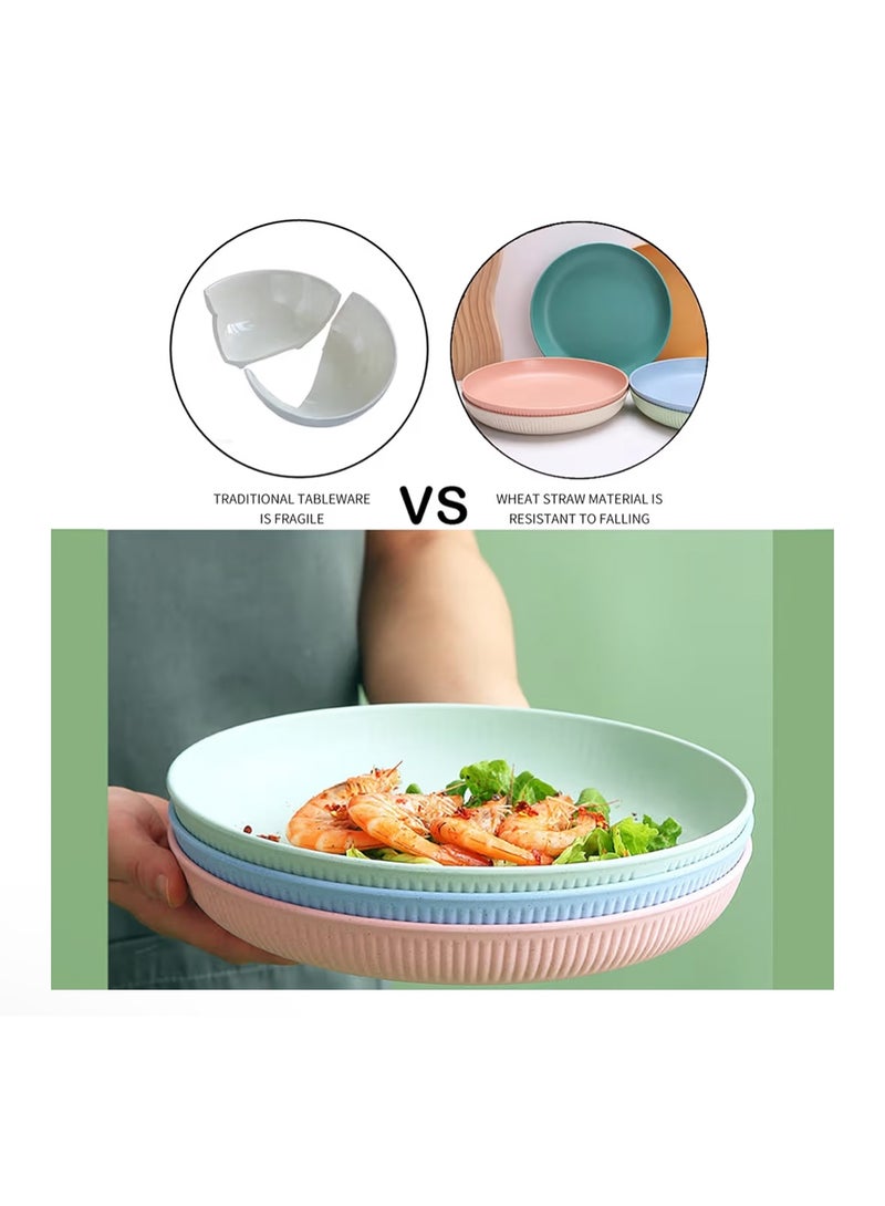 Ayvicco 6 PACK 9 Inch Lightweight Wheat Straw Plates, Unbreakable Deep Dinner Plates Set, Plastic Plates Reusable, Assorted Colors Dinnerware Sets, Microwave & Dishwasher Safe, BPA Free and Healthy - Image 5