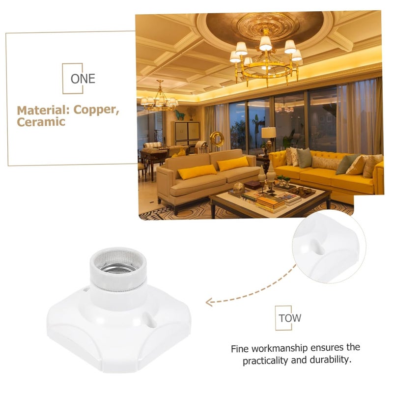 قاعدة حامل المصباح الخزفي 8 قطع، مقبس ضوء مربع مقاوم للهب لإضاءة المنزل DIY - Image 3