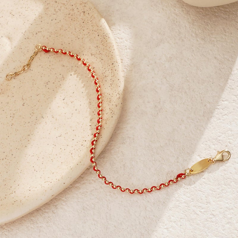 LEGENSTAR Gold Bracelet for Women 18K Gold Dainty Plated Lucky Bracelet for Women Handmade String Interwoven with Gold Chain Adjustable Length Simple Gold Bracelet Fashion Accessory - Image 4