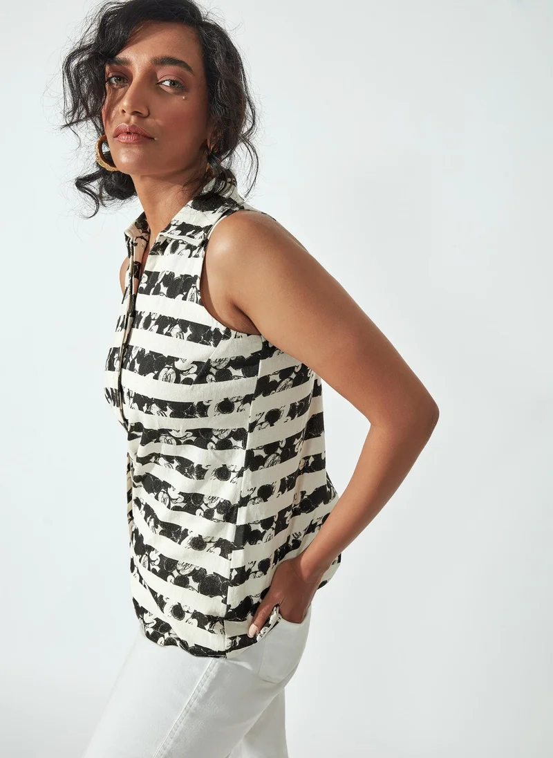 The Label Life Disney Mickey Mouse Sleeveless Collared Top