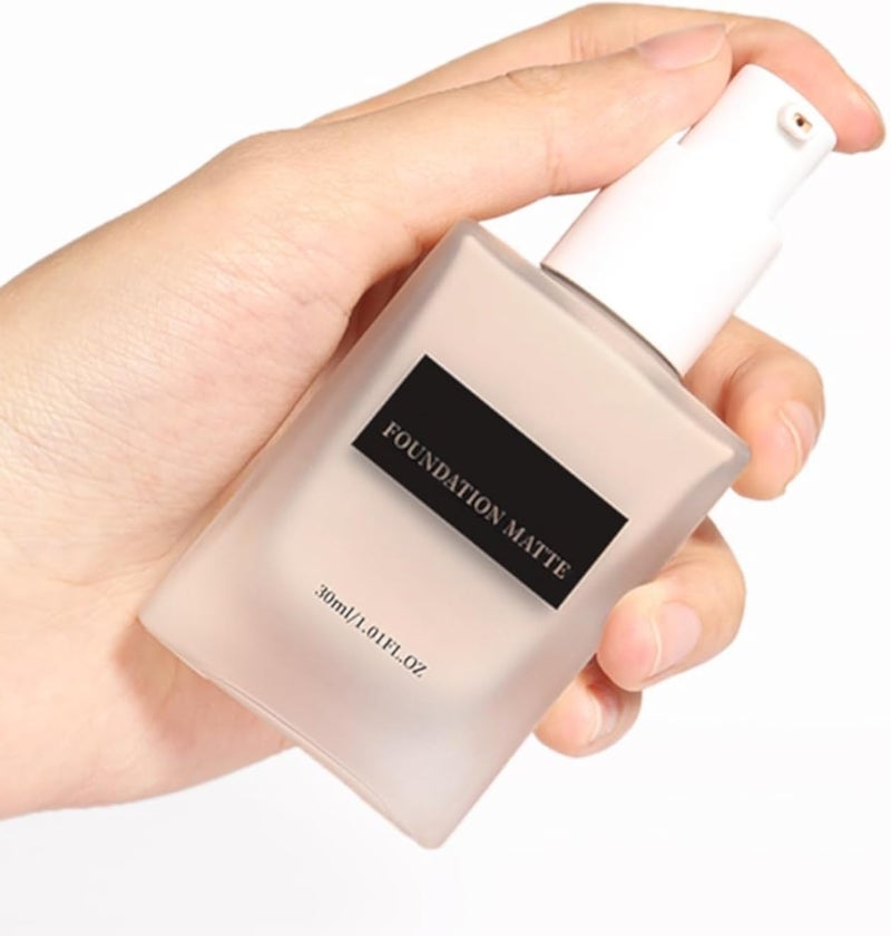 كريم أساس بلمسة نهائية خالية من العيوب، كريم أساس سائل غير لامع بتغطية كاملة، كريم أساس مقاوم للماء بعامل حماية من الشمس، برايمر أساس للوجه، للتحكم في الزيوت يدوم حتى 24 ساعة (أبيض عاجي، 30 مل)