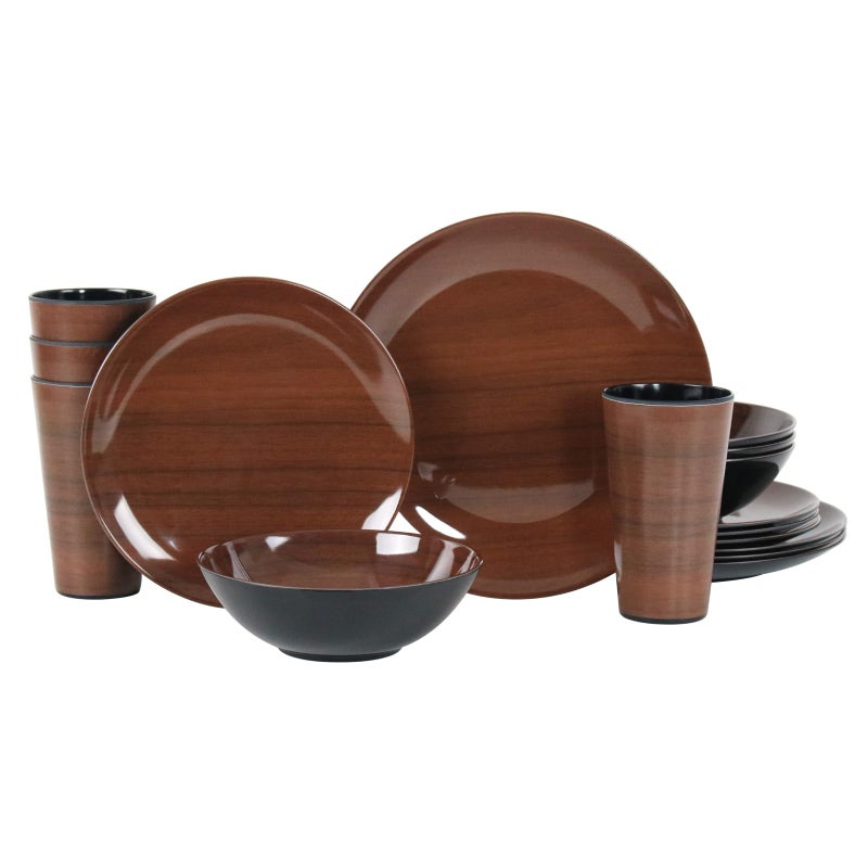 Melamine Dinnerware Set for 416 PcsCamping Dishes Set with Dinner PlatesSalad PlatesCups and BowlsLightweight and UnbreakableIndoor and Outdoor Use flower28