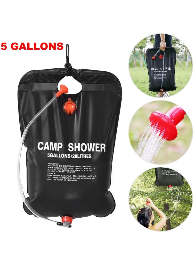 general دش التخييم، حقيبة دش شمسية محمولة بسعة 5 جالون/20 لتر للشاطئ والسباحة والسفر والتخييم، أسود - Image 4