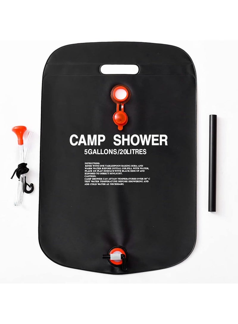 general دش التخييم، حقيبة دش شمسية محمولة بسعة 5 جالون/20 لتر للشاطئ والسباحة والسفر والتخييم، أسود - Image 5