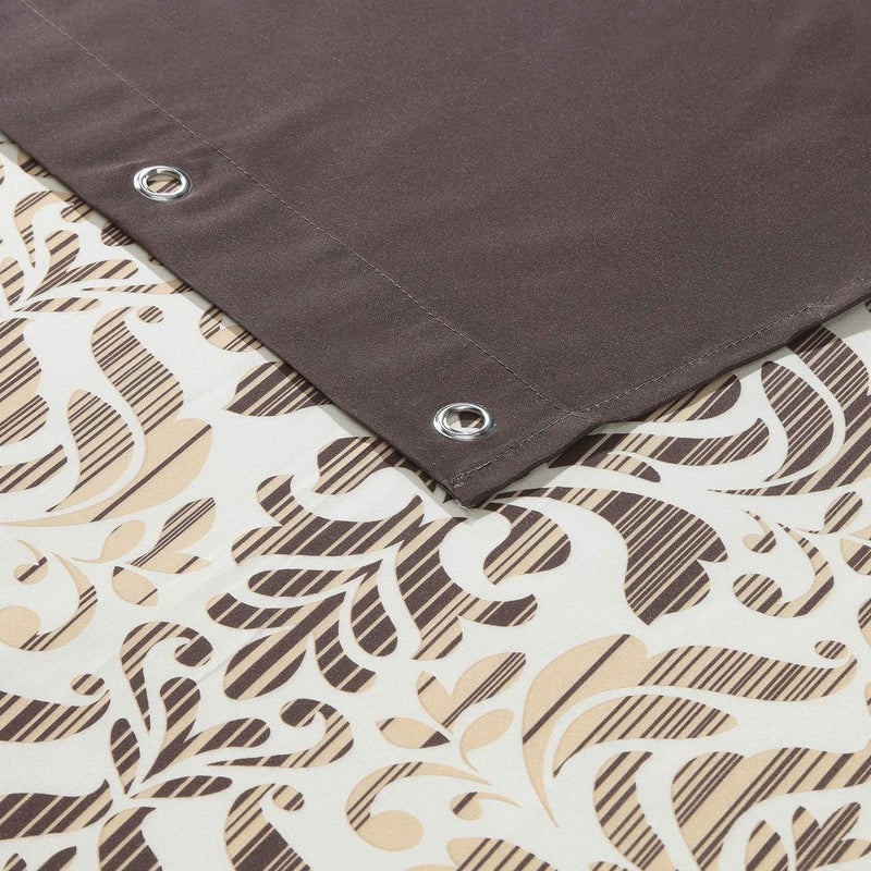 BESTRIPES Long Fabric Shower Curtain, Brown Tan Gold Printed Boho Paisley Damask Pattern Shower Curtains for Bathroom, Waterproof Bathroom Curtains, 72" W x 78" H - Image 4